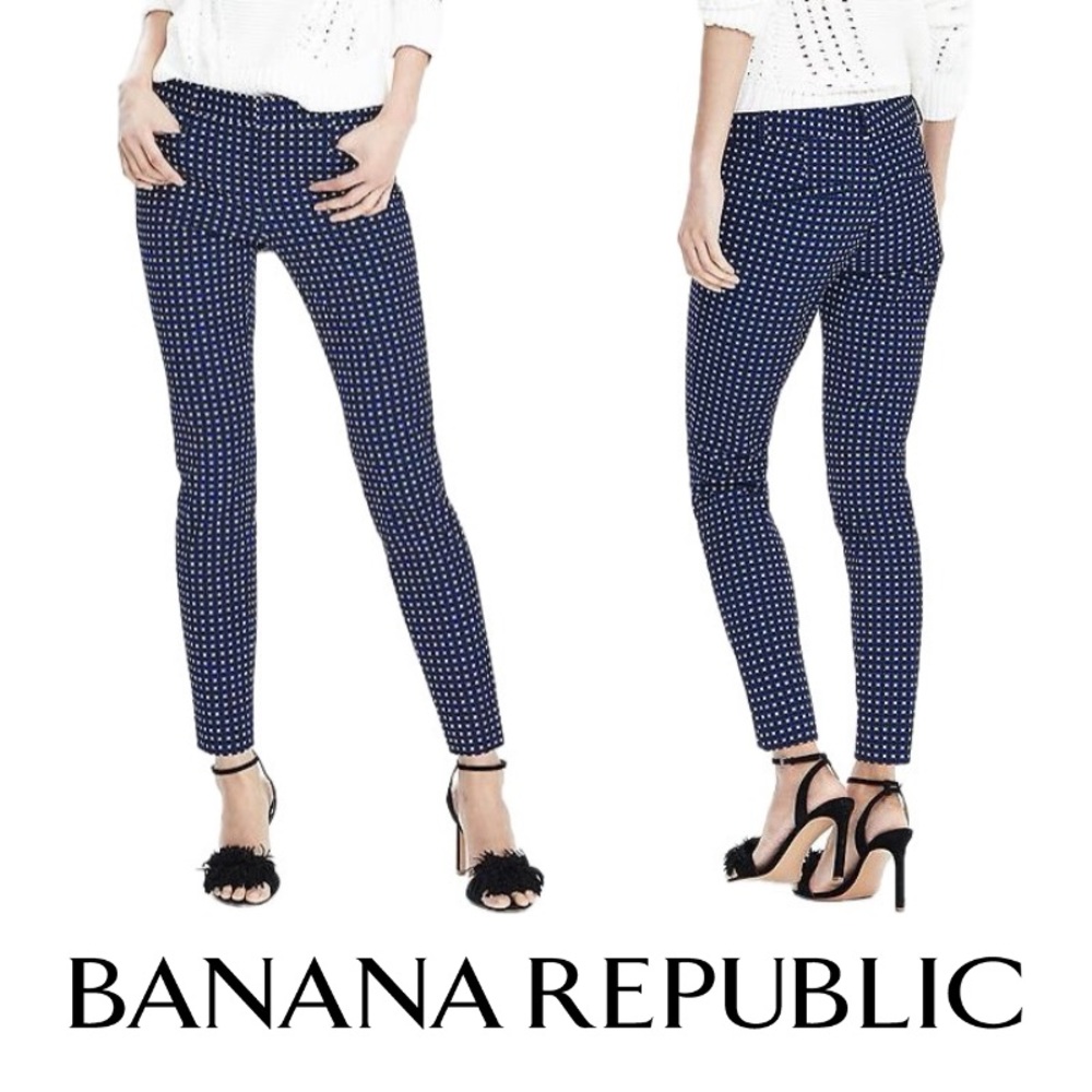 Like New Banana Republic Sloan Blue Print Slim Ankle Pant Women’s 0 Petite